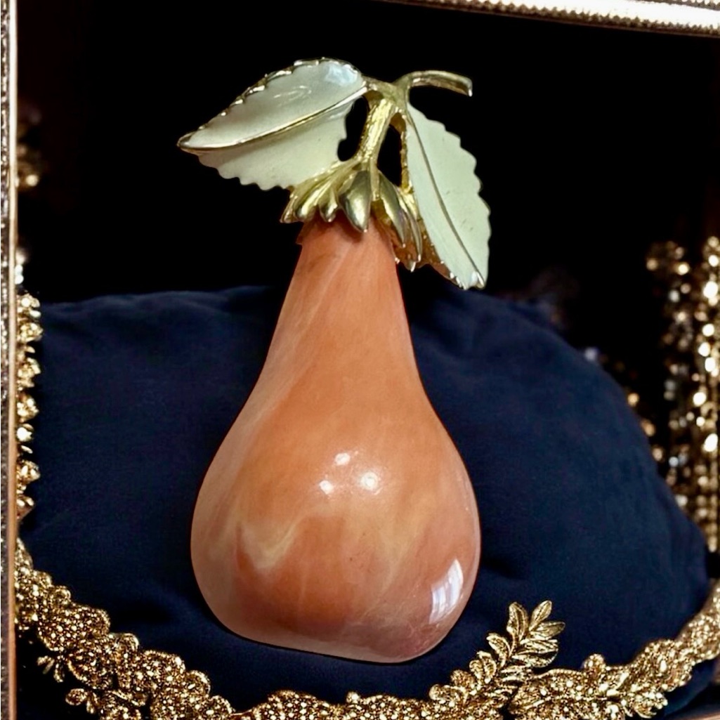 Kjl Kenneth Jay Lane Vintage Pear Brooch Orange Lucite Enamel Pin Rare 120$